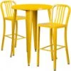 Flash Furniture CH-51090BH-2-30VRT-YL-GG 30" Round Metal Bar Table Set In Yellow
