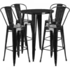 Flash Furniture CH-51090BH-4-30CAFE-BK-GG 30" Round Metal Bar Table Set In Black