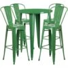 Flash Furniture CH-51090BH-4-30CAFE-GN-GG 30" Round Metal Bar Table Set In Green
