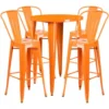 Flash Furniture CH-51090BH-4-30CAFE-OR-GG 30" Round Metal Bar Table Set In Orange