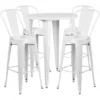Flash Furniture CH-51090BH-4-30CAFE-WH-GG 30" Round Metal Bar Table Set In White