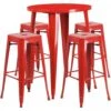 Flash Furniture CH-51090BH-4-30SQST-RED-GG 30" Round Bar Table Set In Red