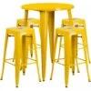 Flash Furniture CH-51090BH-4-30SQST-YL-GG 30" Round Bar Table Set In Yellow