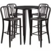 Flash Furniture CH-51090BH-4-30VRT-BQ-GG 30"Round Metal Bar Table Set In Antique