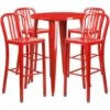 Flash Furniture CH-51090BH-4-30VRT-RED-GG 30" Round Metal Bar Table Set In Red