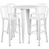 Flash Furniture CH-51090BH-4-30VRT-WH-GG 30" Round Metal Bar Table Set In White
