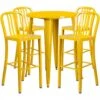 Flash Furniture CH-51090BH-4-30VRT-YL-GG 30" Round Metal Bar Table Set In Yellow