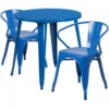 Flash Furniture CH-51090TH-2-18ARM-BL-GG 30" Round Metal Table Set In Blue