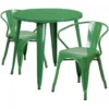 Flash Furniture CH-51090TH-2-18ARM-GN-GG 30" Round Metal Table Set In Green