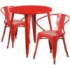 Flash Furniture CH-51090TH-2-18ARM-RED-GG 30" Round Metal Table Set In Red