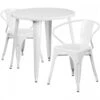 Flash Furniture CH-51090TH-2-18ARM-WH-GG 30" Round Metal Table Set In White
