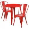 Flash Furniture CH-51090TH-2-18CAFE-RED-GG 30" Round Metal Table Set In Red