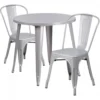 Flash Furniture CH-51090TH-2-18CAFE-SIL-GG 30" Round Metal Table Set In Silver