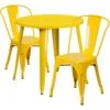 Flash Furniture CH-51090TH-2-18CAFE-YL-GG 30" Round Metal Table Set In Yellow