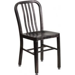 Flash Furniture CH-61200-18-BQ-GG Black-Antique Gold Metal Indoor-Outdoor Chair