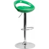 Flash Furniture Contemporary Green Plastic Adjustable Height Bar Stool With Chrome Base CH-TC3-1062-GN-GG