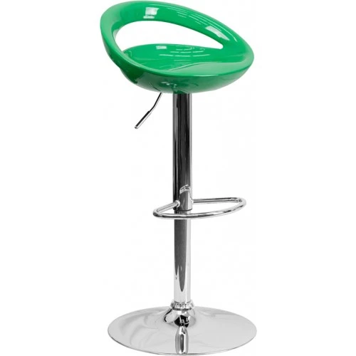 Flash Furniture Contemporary Green Plastic Adjustable Height Bar Stool With Chrome Base CH-TC3-1062-GN-GG 1 Flash Furniture Contemporary Green Plastic Adjustable Height Bar Stool With Chrome Base CH-TC3-1062-GN-GG