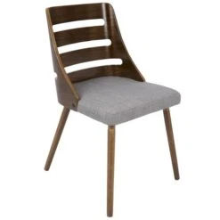 LumiSource CH-TRV WL+GY Trevi Dining Chair Walnut Wood In Grey