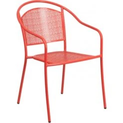 Flash Furniture CO-3-RED-GG Coral Steel Patio Arm Chair In Coral