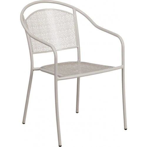 Flash Furniture CO-3-SIL-GG Steel Patio Arm Chair In Gray 1 Flash Furniture CO-3-SIL-GG Steel Patio Arm Chair In Gray
