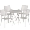 Flash Furniture CO-30RDF-02CHR4-SIL-GG 30" Round Steel Folding Patio Table Set With 4 Square Back Chairs In Gray