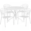 Flash Furniture CO-35RD-03CHR4-WH-GG 35.25" Round Table Set With 4 Round Back Chairs In White