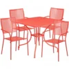 Flash Furniture CO-35SQ-02CHR4-RED-GG 35.5" Square Table Set With 4 Square Back Chairs In Coral
