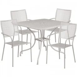 Flash Furniture CO-35SQ-02CHR4-SIL-GG 35.5" Square Table Set With 4 Square Back Chairs In Gray