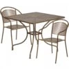 Flash Furniture CO-35SQ-03CHR2-GD-GG 35.5" Square Table Set With 2 Round Back Chairs In Gold