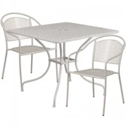 Flash Furniture CO-35SQ-03CHR2-SIL-GG 35.5" Square Table Set With 2 Round Back Chairs In Gray