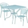 Flash Furniture CO-35SQ-03CHR2-SKY-GG 35.5" Square Table Set With 2 Round Back Chairs In Blue