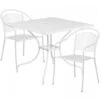 Flash Furniture CO-35SQ-03CHR2-WH-GG 35.5" Square Table Set With 2 Round Back Chairs In White