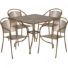 Flash Furniture CO-35SQ-03CHR4-GD-GG 35.5" Square Table Set With 4 Round Back Chairs In Gold