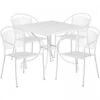 Flash Furniture CO-35SQ-03CHR4-WH-GG 35.5" Square Table Set With 4 Round Back Chairs In White