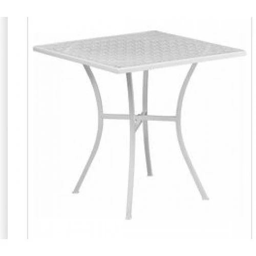 Flash Furniture CO-5-WH-GG 28" Steel Patio Table In White 1 Flash Furniture CO-5-WH-GG 28" Steel Patio Table In White