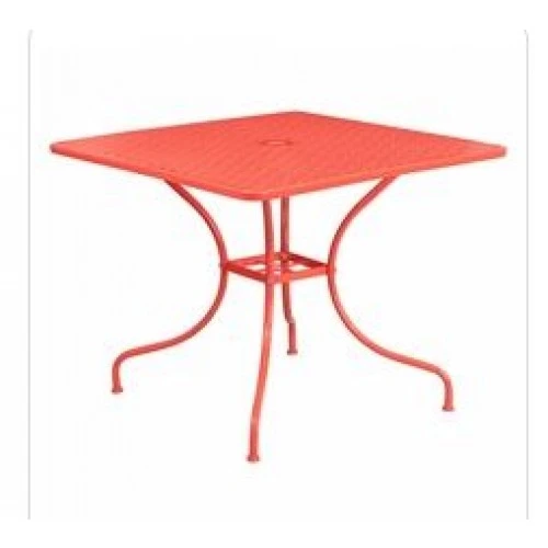 Flash Furniture CO-6-RED-GG 35.5" Steel Patio Table In Coral 1 Flash Furniture CO-6-RED-GG 35.5" Steel Patio Table In Coral
