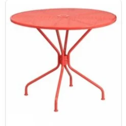 Flash Furniture CO-7-RED-GG 35.25" Steel Patio Table In Coral