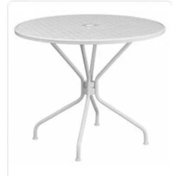 Flash Furniture CO-7-WH-GG 35.25" Steel Patio Table In White