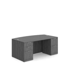 PL189 71" BOW FRONT DESK SHELL- NEWPORT GRAY