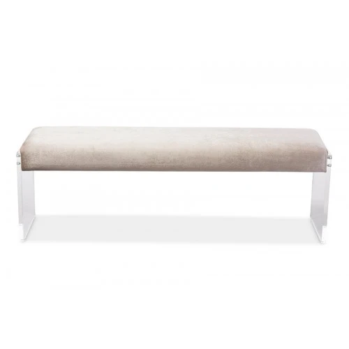 Baxton Studio DB-175-beige Hildon Beige Microsuede Lux Bench With Paneled Acrylic Legs 1 Baxton Studio DB-175-beige Hildon Beige Microsuede Lux Bench With Paneled Acrylic Legs
