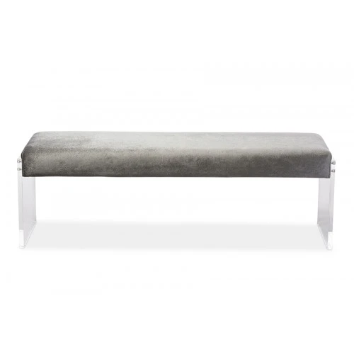 Baxton Studio DB-175-grey Hildon Grey Microsuede Lux Bench With Paneled Acrylic Legs 1 Baxton Studio DB-175-grey Hildon Grey Microsuede Lux Bench With Paneled Acrylic Legs