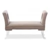 Baxton Studio DB-197-beige Bessie Beige Linen Upholstered Lux Flared Arms Ottoman Bench With Flared Acrylic Legs
