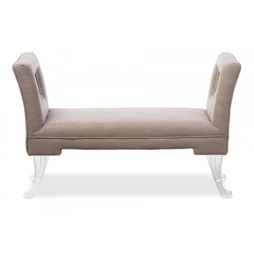 Baxton Studio DB-197-beige Bessie Beige Linen Upholstered Lux Flared Arms Ottoman Bench With Flared Acrylic Legs 1 Baxton Studio DB-197-beige Bessie Beige Linen Upholstered Lux Flared Arms Ottoman Bench With Flared Acrylic Legs