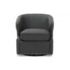 Baxton Studio DB-203-Gray Finley Mid-century Grey Fabric Swivel Armchair