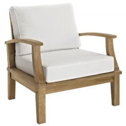 Modway EEI-1143-NAT-WHI-SET Marina Outdoor Patio Teak Armchair Natural White