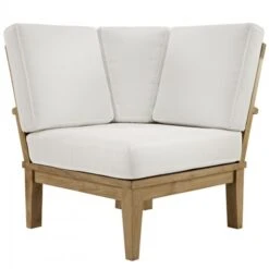 Modway EEI-1146-NAT-WHI-SET Marina Outdoor Patio Teak Corner Sofa Natural White