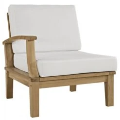 Modway EEI-1148-NAT-WHI-SET Marina Outdoor Patio Teak Right-Arm Sofa Natural White