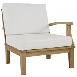 Modway EEI-1149-NAT-WHI-SET Marina Outdoor Patio Teak Left-Arm Sofa Natural White