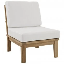 Modway EEI-1150-NAT-WHI-SET Marina Outdoor Patio Teak Middle Sofa Natural White