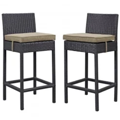 Modway EEI-1281-EXP-MOC Lift Bar Stool Outdoor Patio Set Of 2 In Espresso Brwon